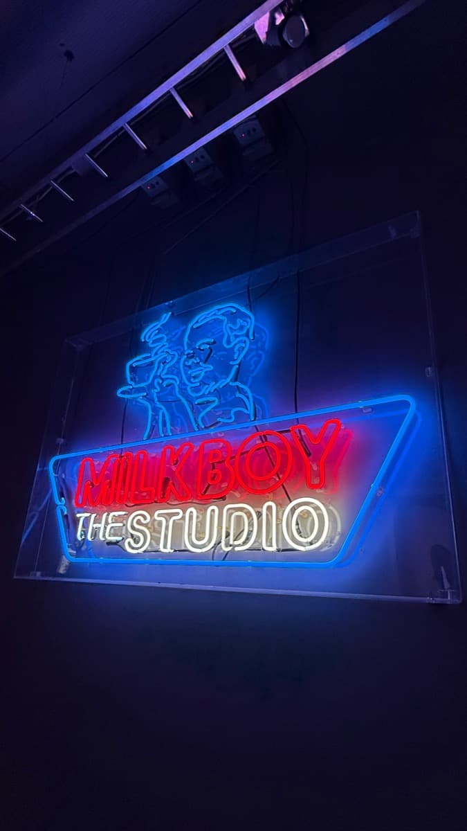 MilkBoy Studios neon sign